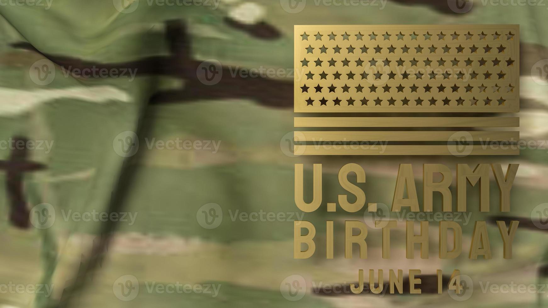 gold us army birthday text on Military pattern for holiday concept 3d rendering photo