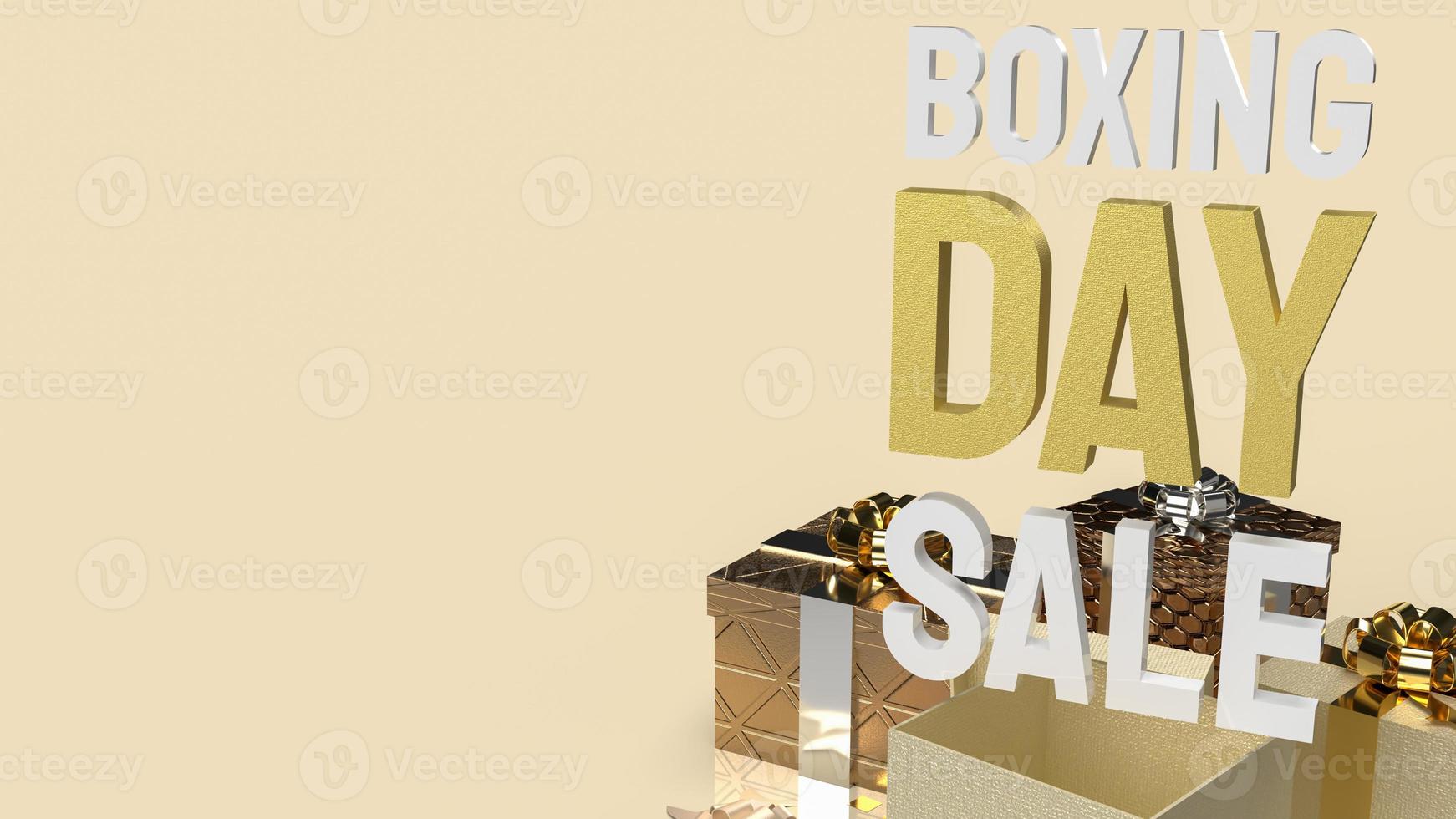 palabra del día del boxeo y cajas de regalo para el concepto de compras representación 3d foto