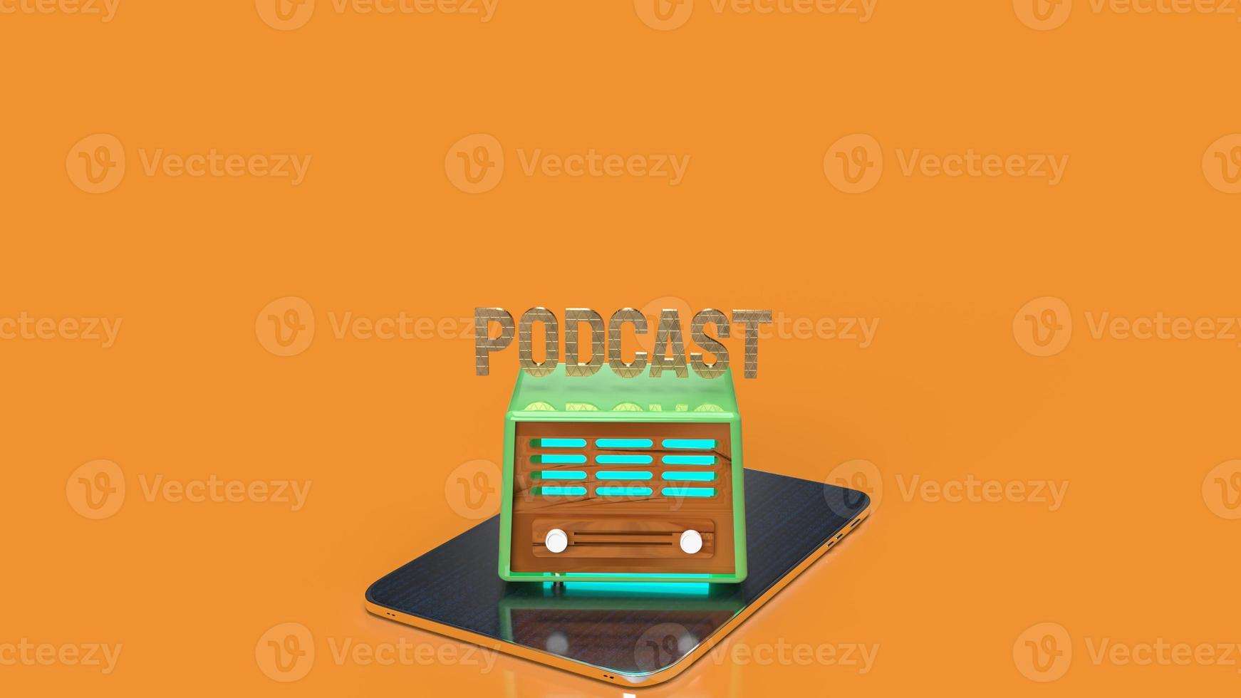 The vintage radio on tablet for podcast or media concept 3d rendering photo