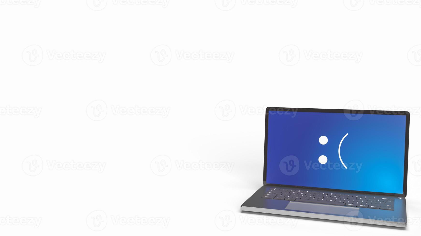 The blue screen error showing on laptop pc  3d rendering photo