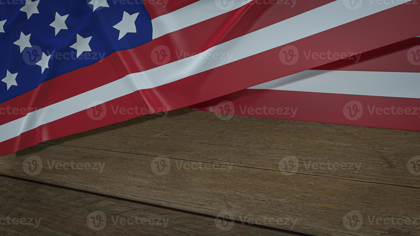 The Usa flag on wood table for Independence Day background 3d rendering photo