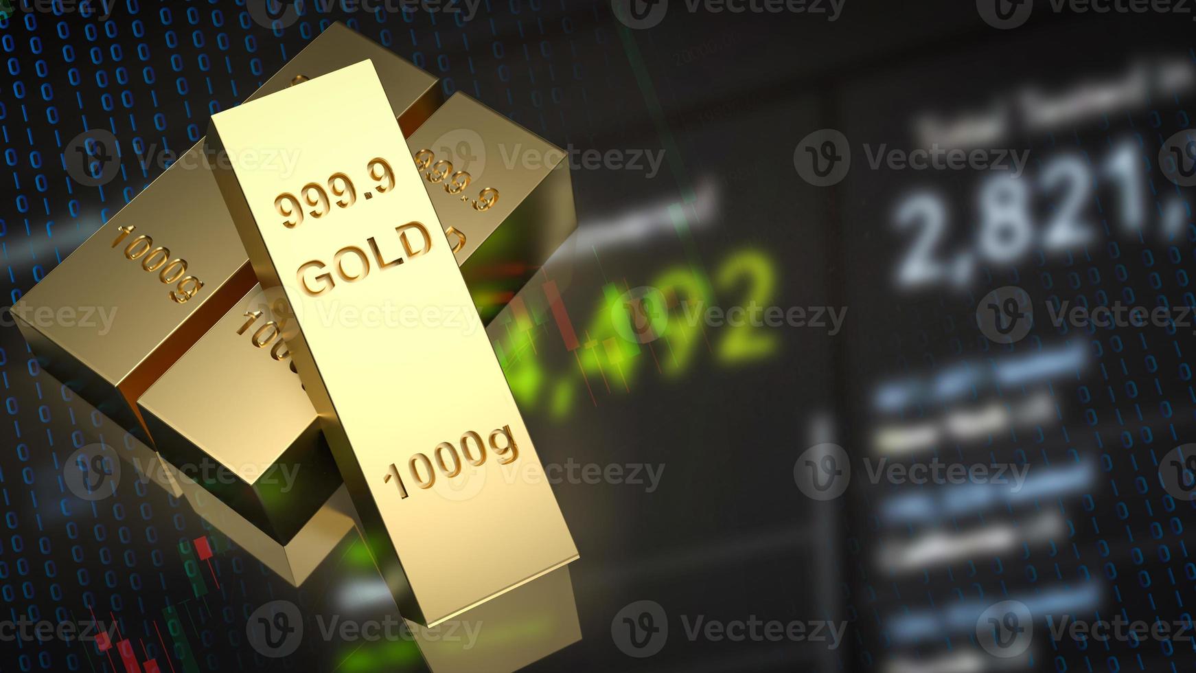 The gold bar and business background 3d rendering photo