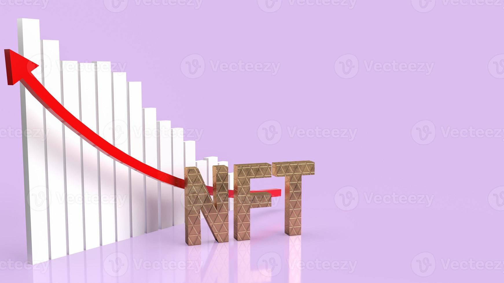 The  gold nft text and  chart  for  cryptocurrency or business concept 3d rendering photo
