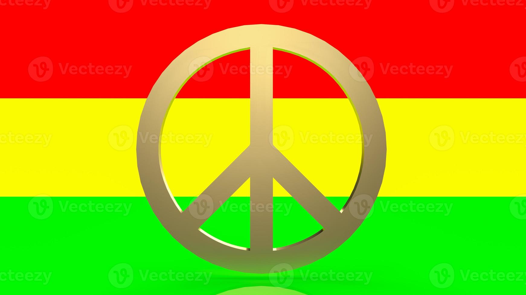 The gold peace symbol on background  color  3d rendering photo