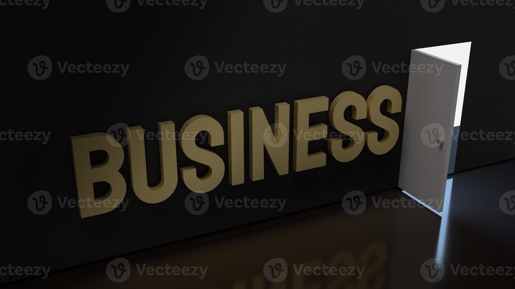 The business gold text and light glow on a door for abstract background content 3d rendering. photo