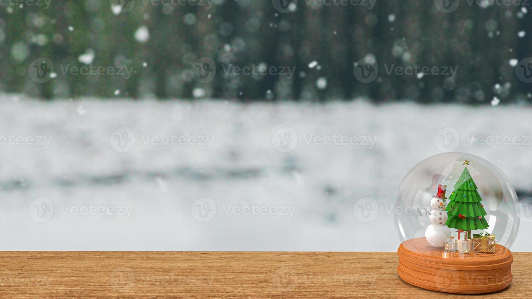 The glass ball winter seasonal Christmas decoration for holiday  or celebration  concept 3d rendering photo