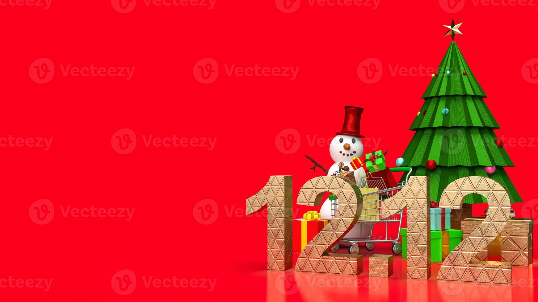 The gold number 12.12  and snowman for sale promotion concept 3d rendering photo