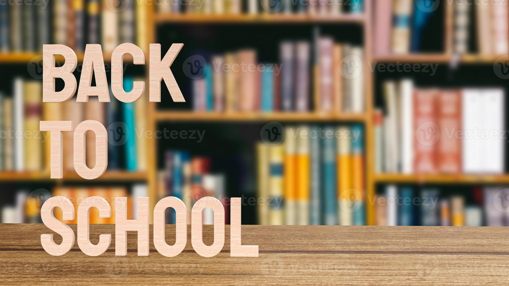 word back to school in library  for education  concept 3d rendering photo