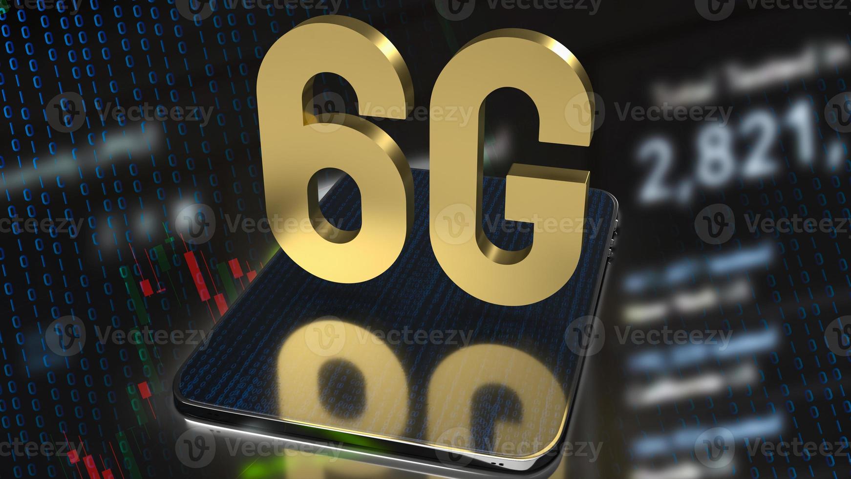 gold 6g on tablet and business background for technology  concept 3d rendering photo