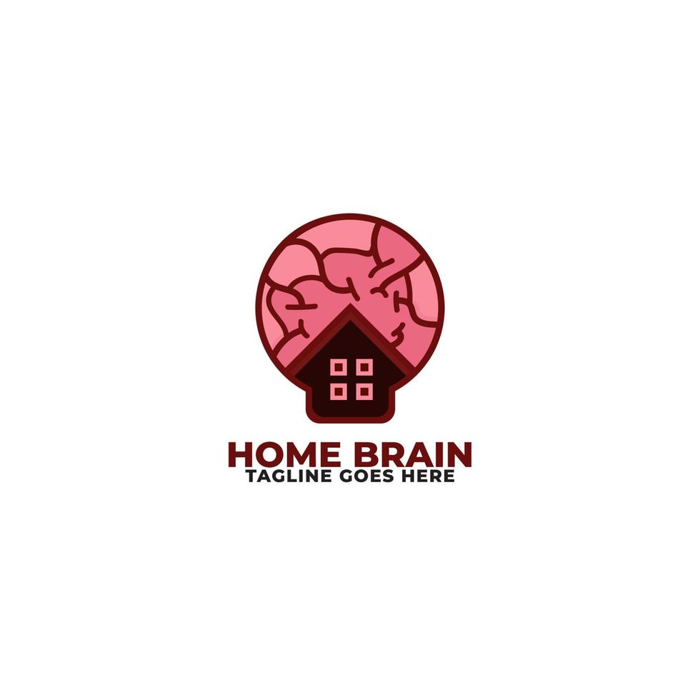 brain logo combination with house logo design template vector