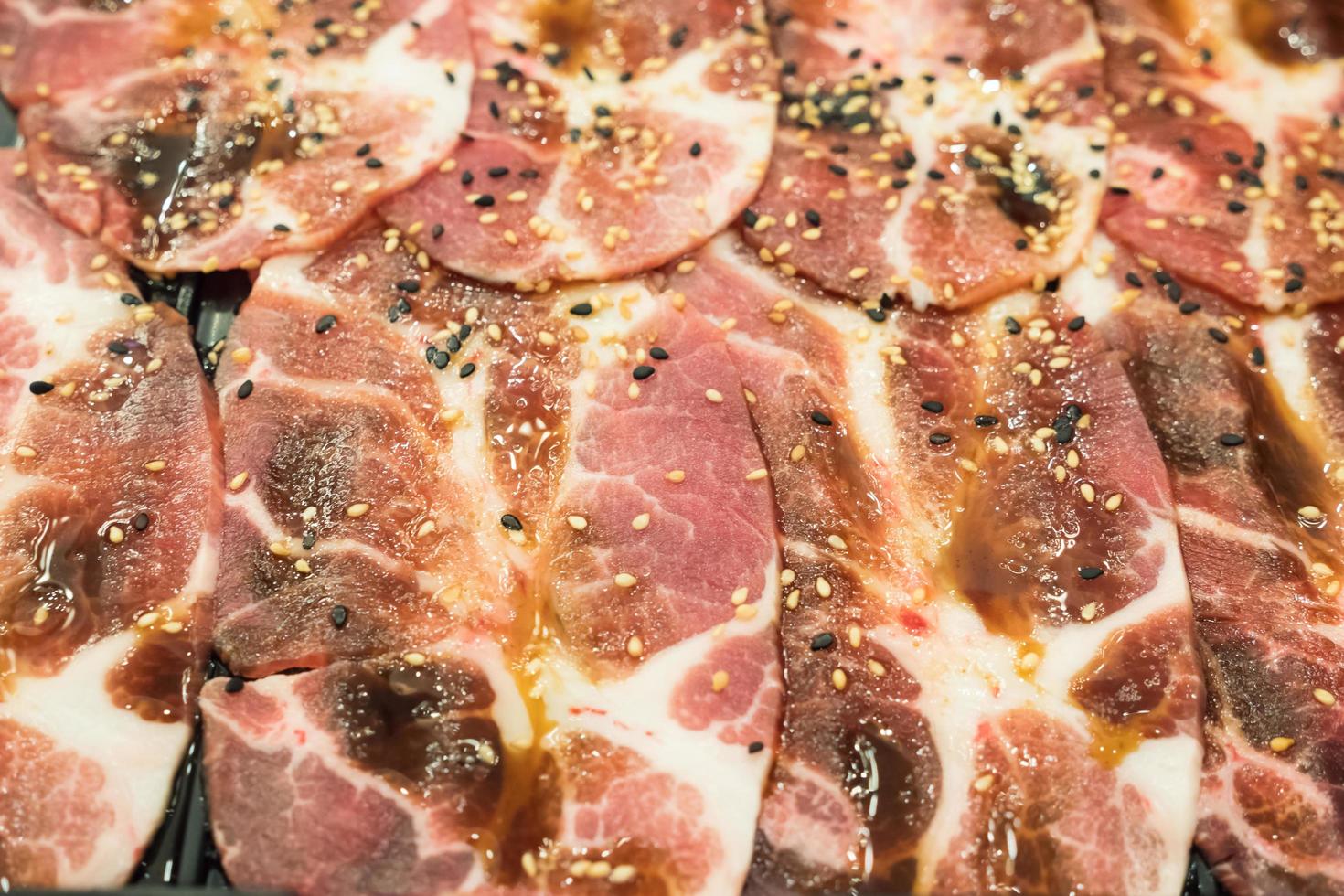 Raw pork slice for barbecue, Japanese food, Yakiniku photo