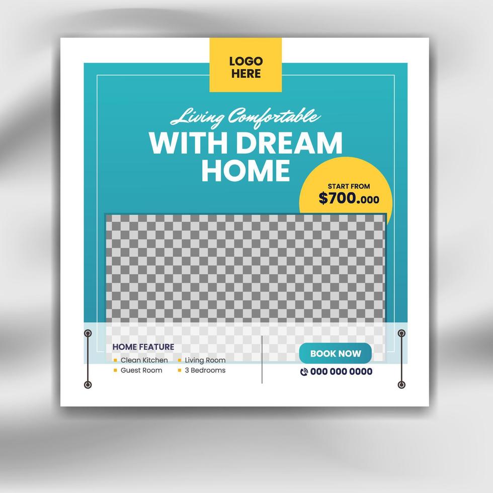 Real estate house banner. square social media real estate sale promotion post template vector