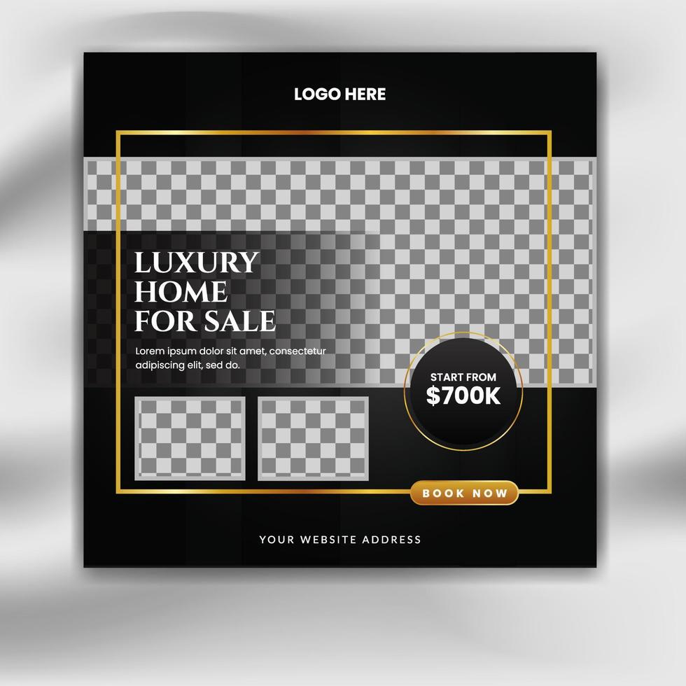 Real estate house banner. square social media real estate sale promotion post template vector