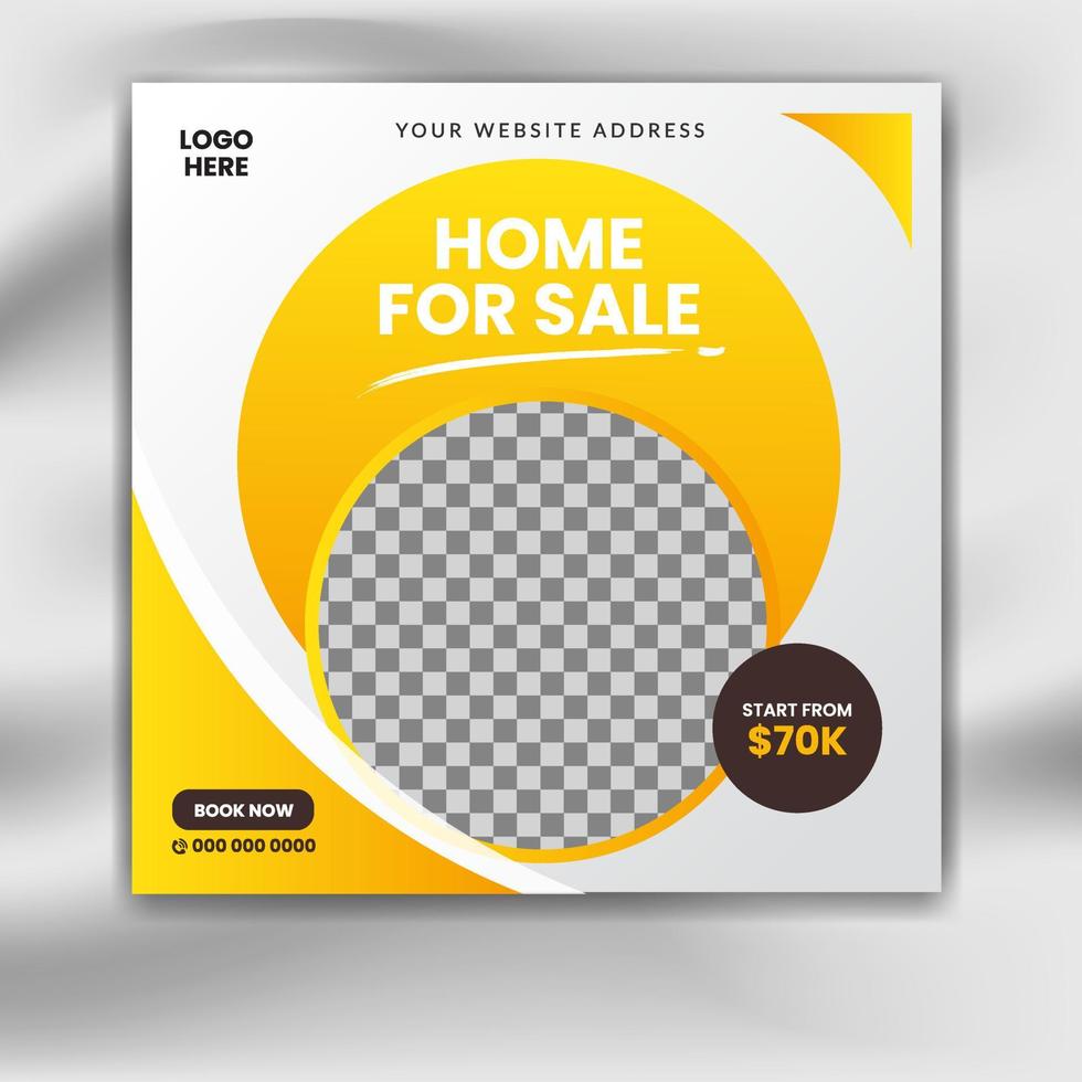 Real estate house banner. square social media real estate sale promotion post template vector