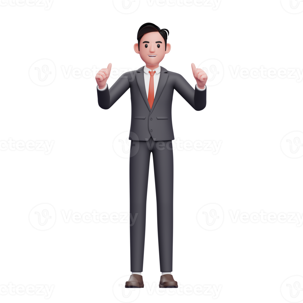 businessman in formal suit give applause thumbs up, 3d render businessman character in formal suit png