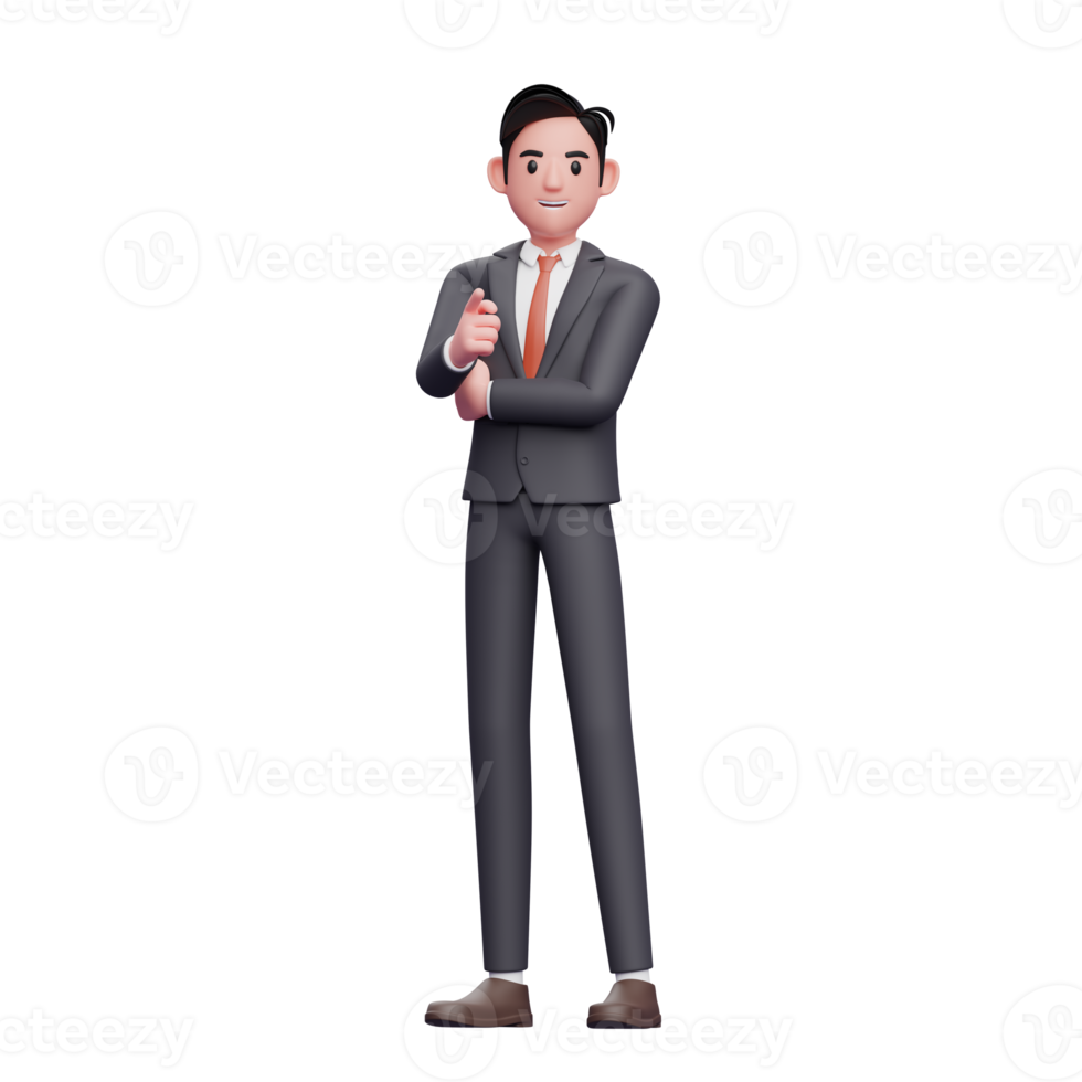 empresário em traje formal, apontando para a câmera, personagem de empresário de renderização 3d em traje formal png