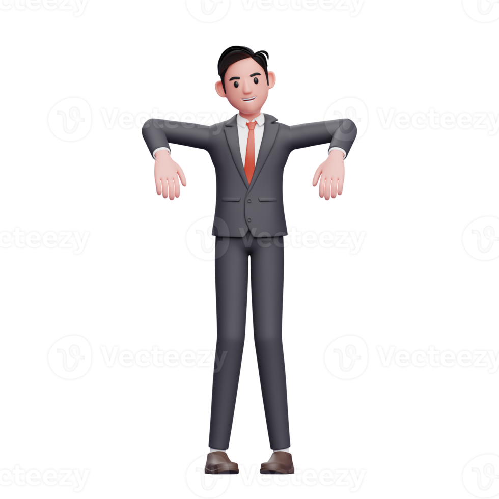 hombre de negocios en pose de marioneta de traje formal, personaje de hombre de negocios de representación 3d en traje formal png