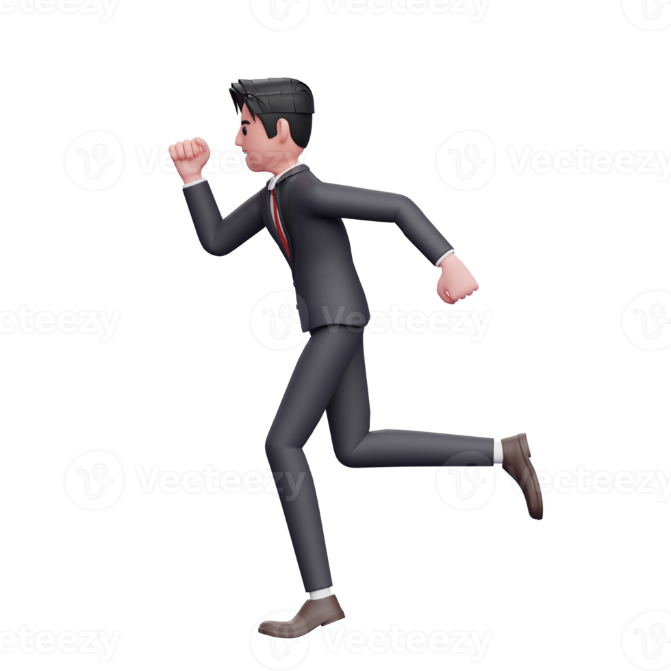 businessman in formal suit are running to meet deadlines, 3d render businessman character in formal suit png