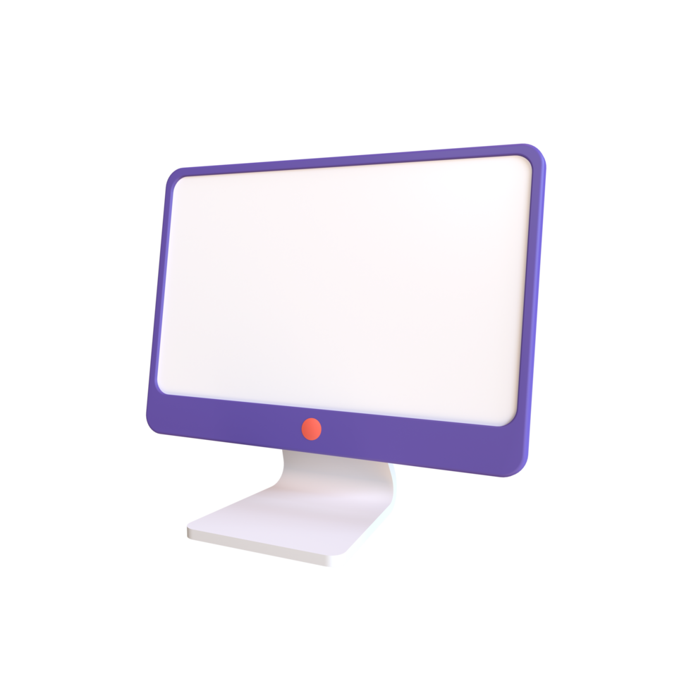desktop computer simple modern minimalist 3d rendering illustration png