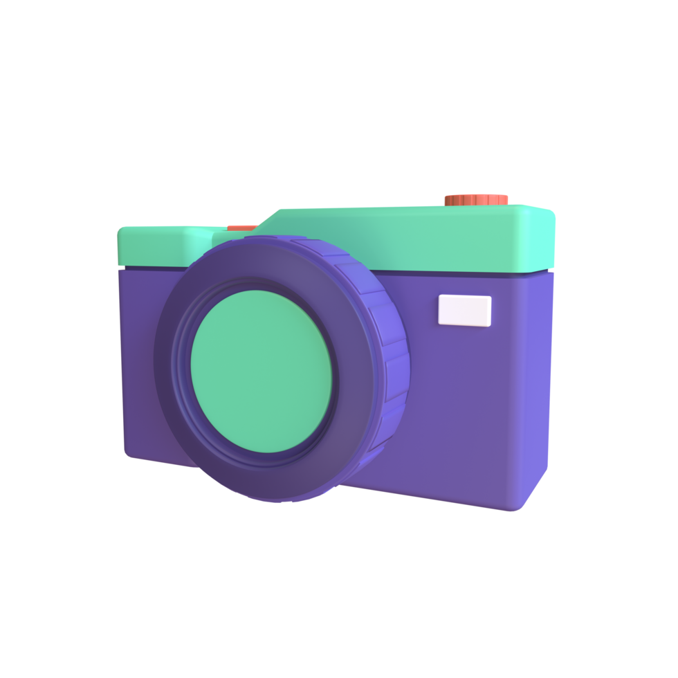 Vintage photo camera 3d render, minimalist design camera photography 3d render illustration png