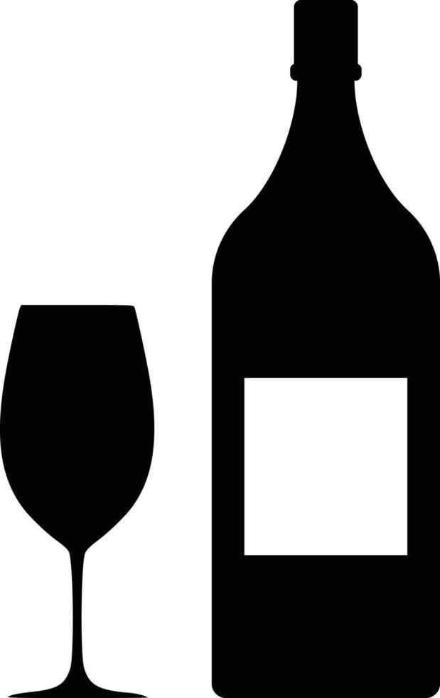 icono de copa y botella de vino vector