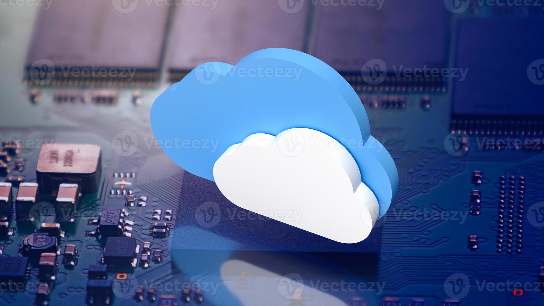 The cloud on pcb board for it or technology concept 3d rendering photo