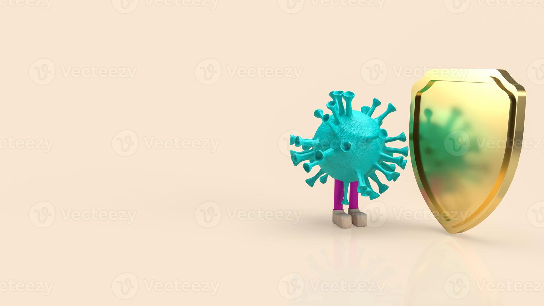 The virus and shield  for medical or sci content 3d rendering photo