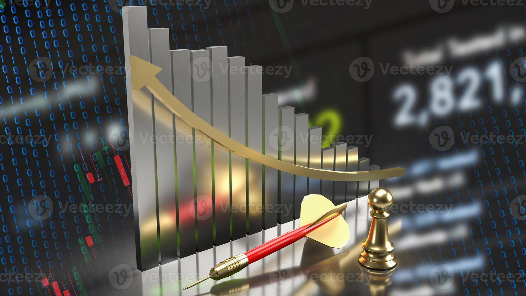 The darts and chess and chart for business concept 3d rendering photo