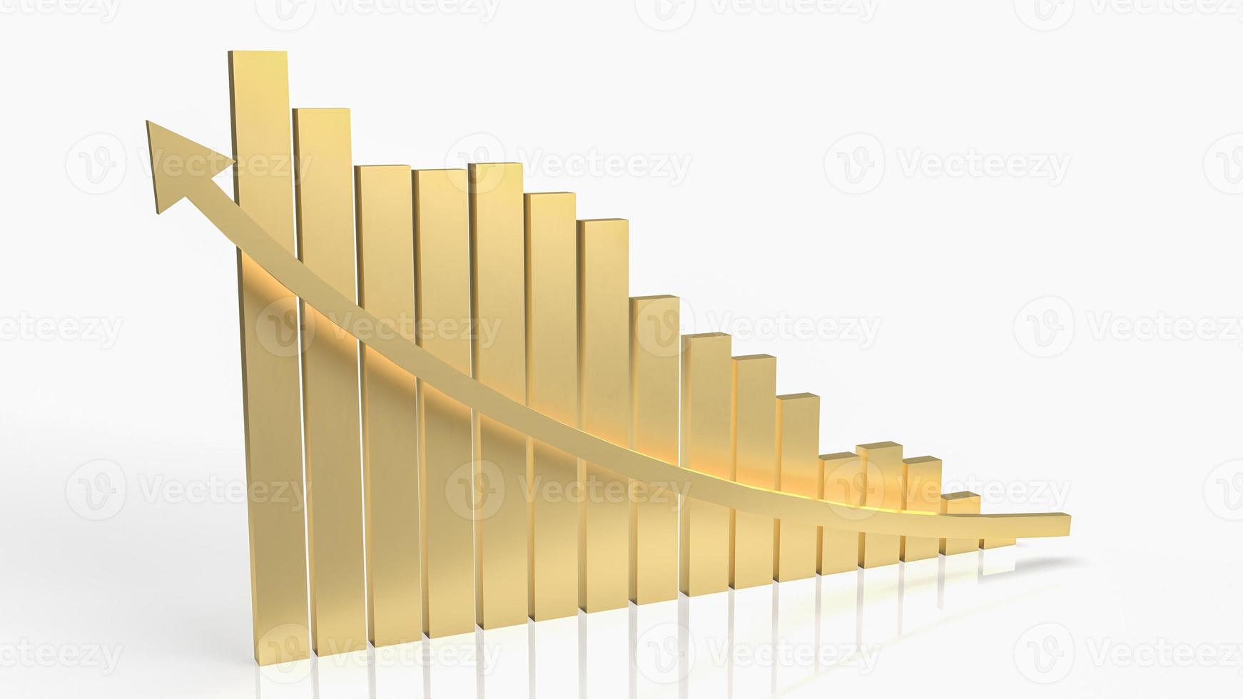 The gold chart arrow up on white background for business concept 3d rendering photo