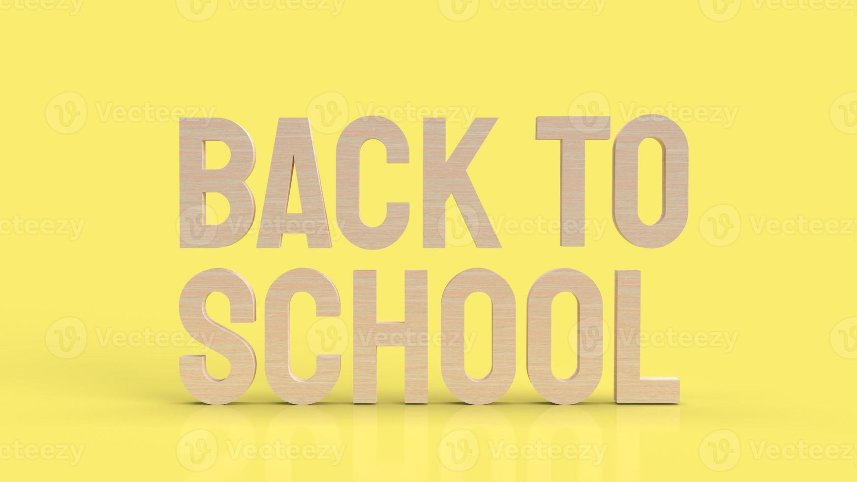 The wood back to school text in yellow color for education concept 3d rendering photo