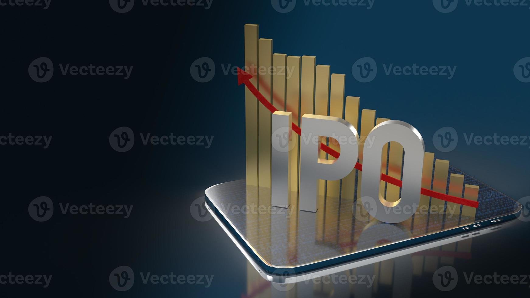 The ipo  or Initial Public Offering word and chart for business content 3d rendering photo