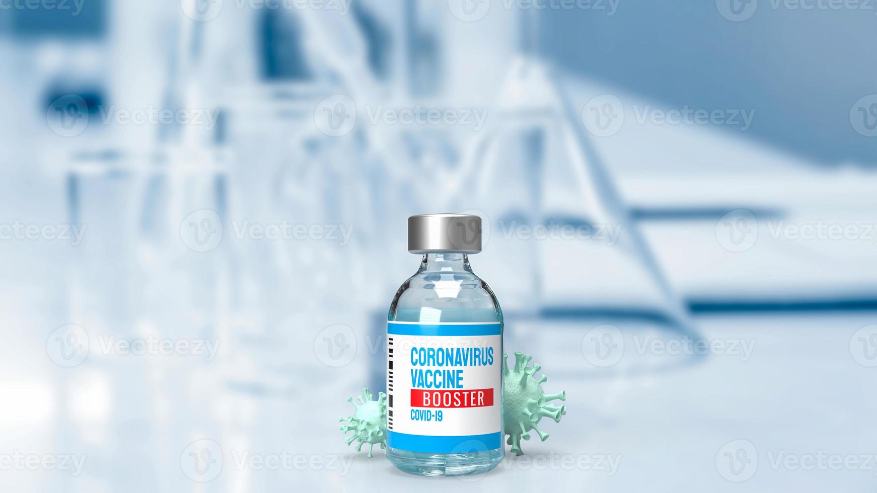 The vaccine booster and virus  in lab  for medical  or sci concept 3d rendering photo