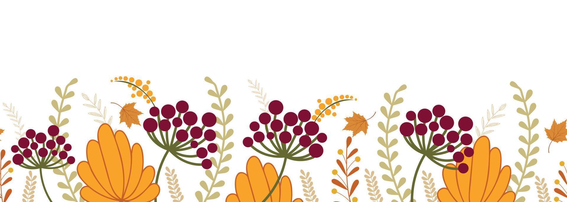 Seamless autumn hand-drawn border vector