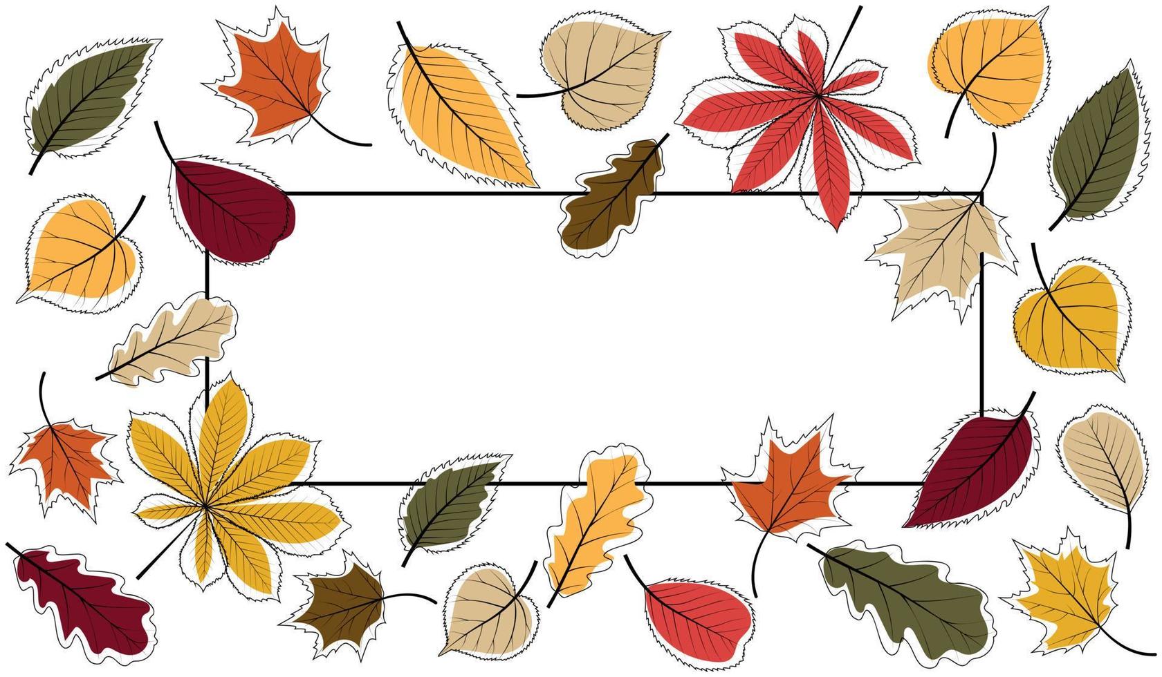 Horizontal frame with abstract autumn leaves vector