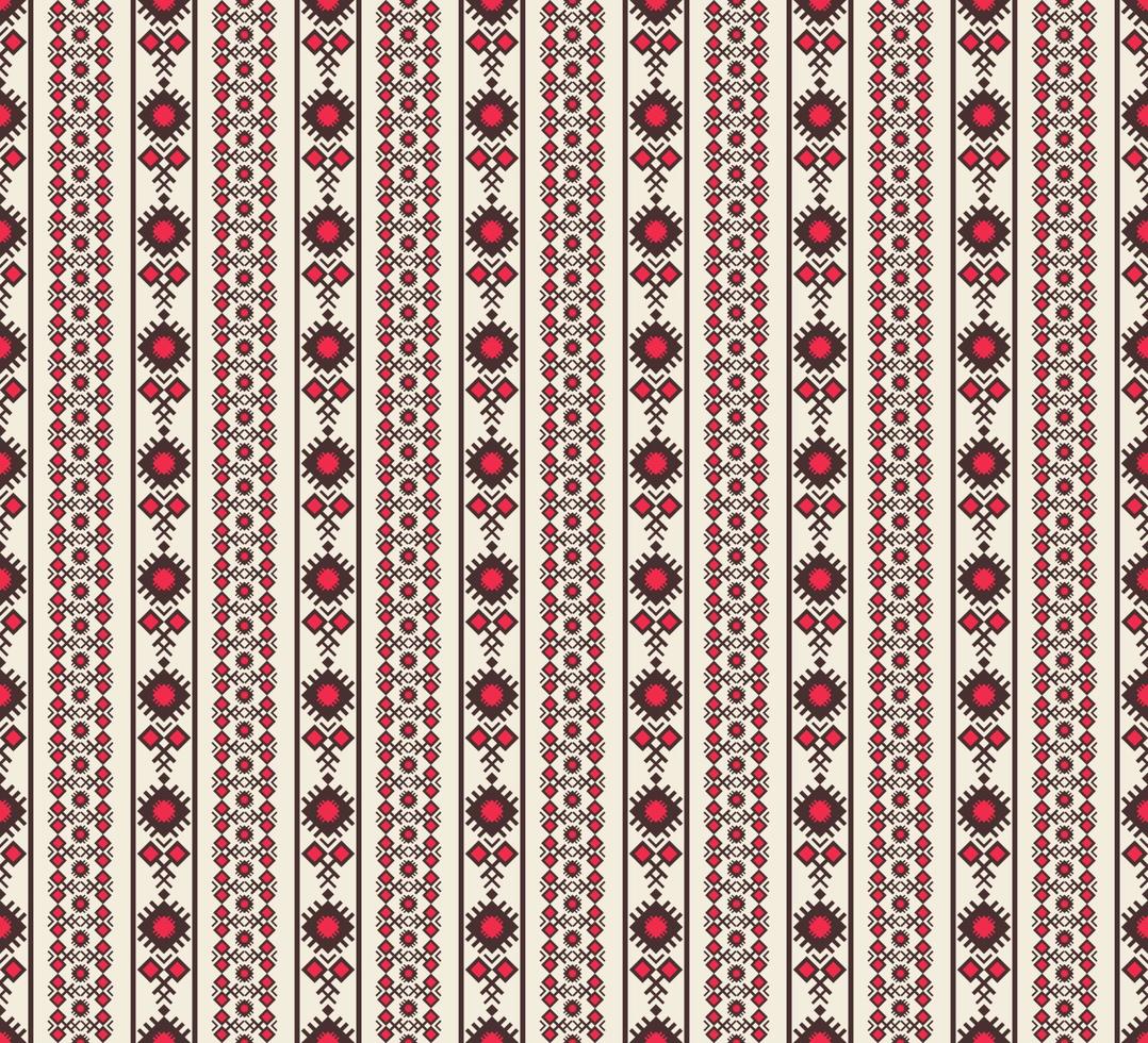 Ethnic embroidery red color geometric stripes seamless pattern background. Surface pattern design. Use for fabric, textile, interior decoration elements, upholstery, wrapping. vector