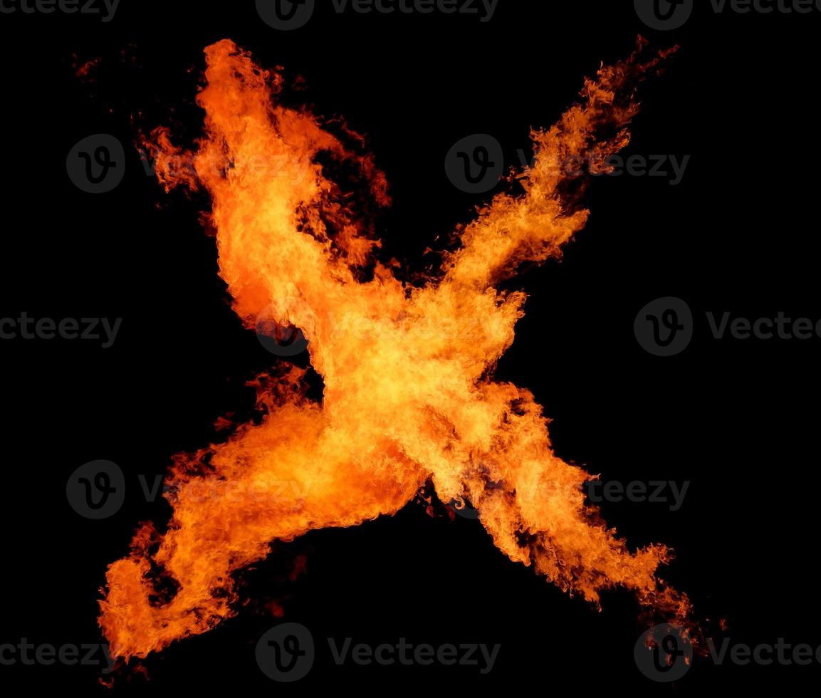 Abstract flame of fire on the black background. photo