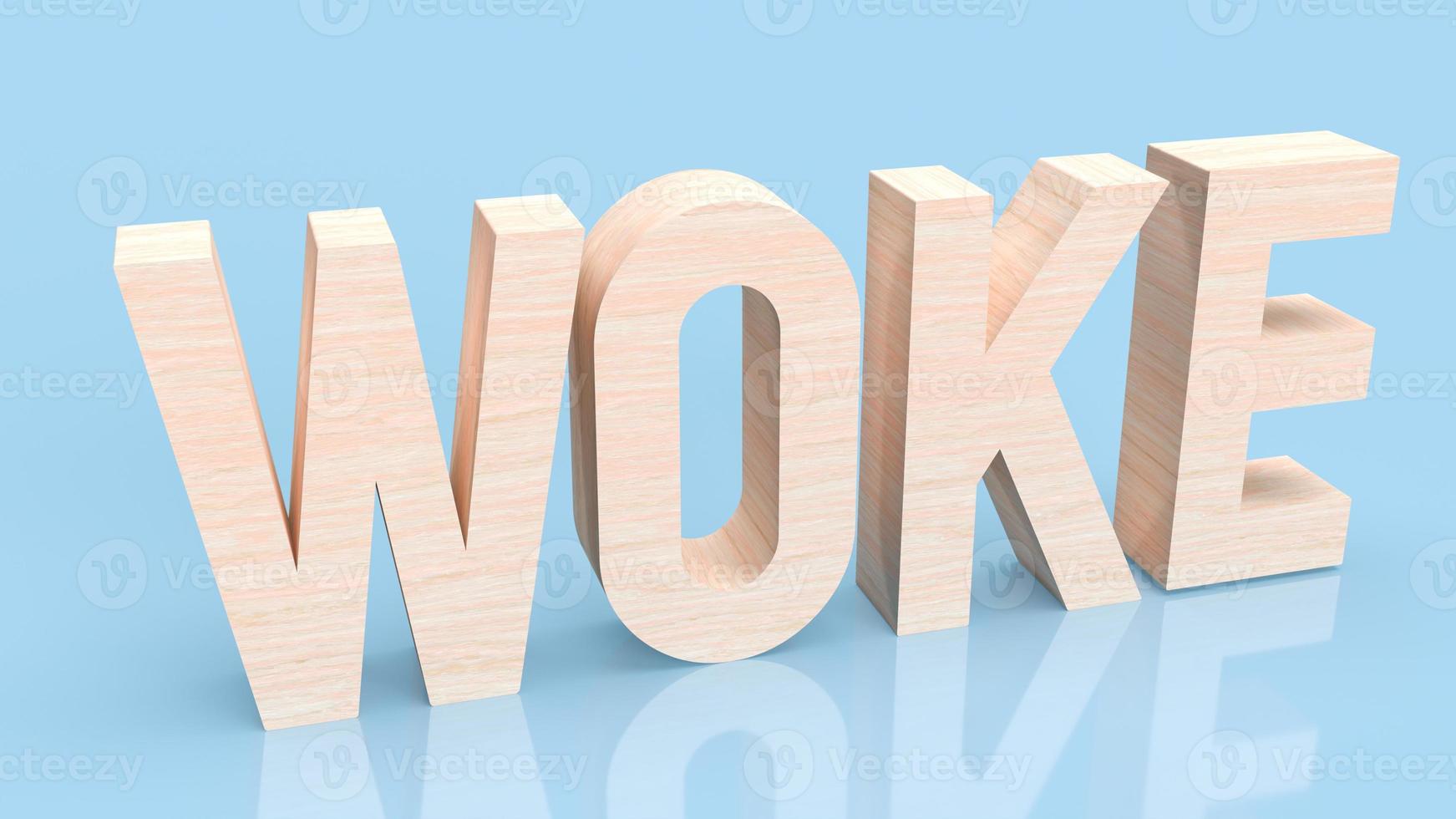 The woke wood text on blue background 3d rendering photo
