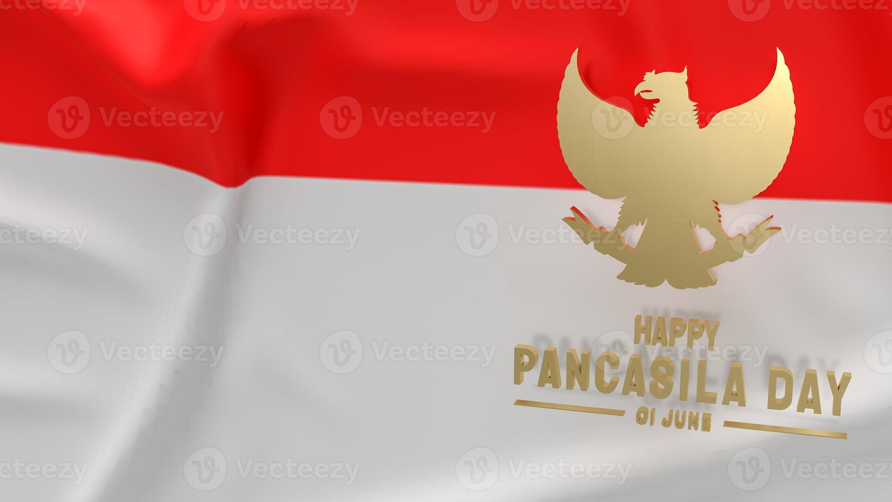 The Garuda gold symbol on Indonesia flag for  pancasila day 3d rendering photo