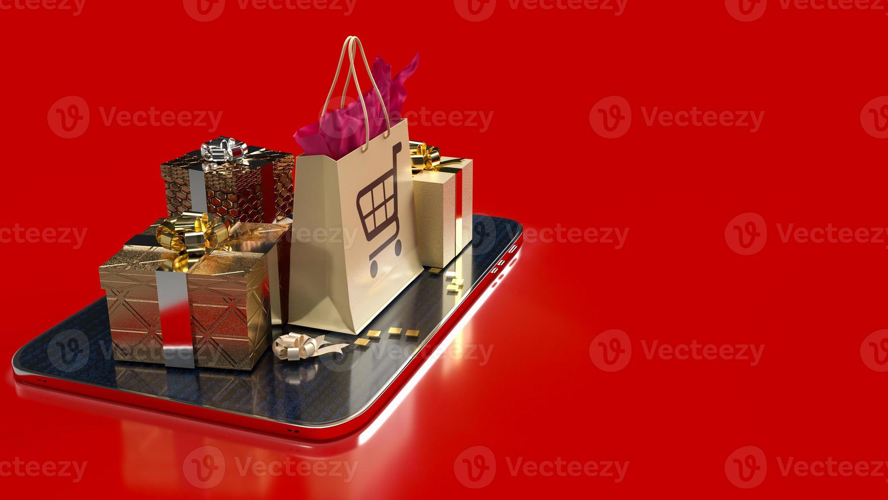 The shopping box  on tablet for online market concept 3d rendering photo