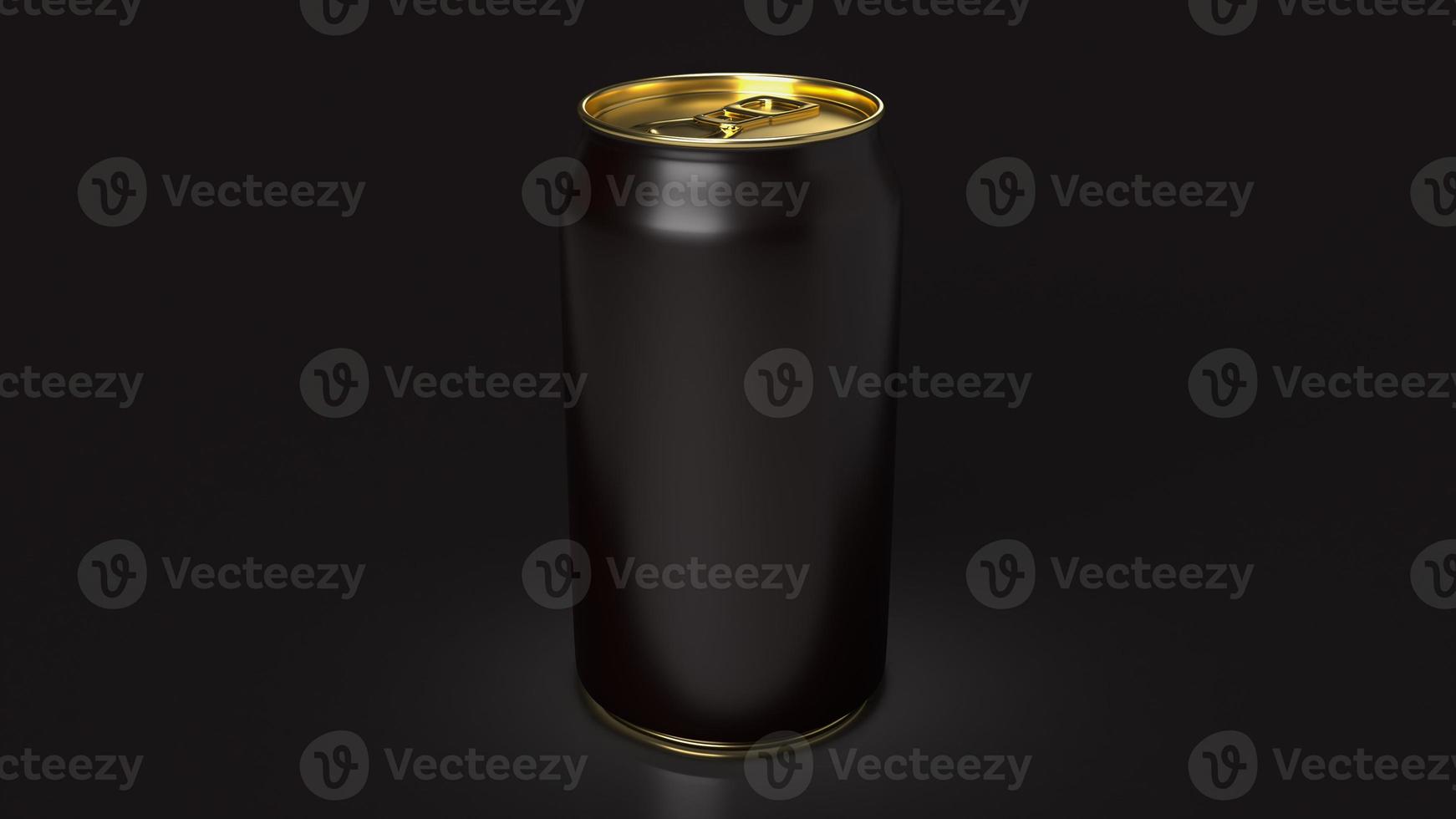 The black aluminium  can and gold cop for food and drink or eco concept 3d rendering photo