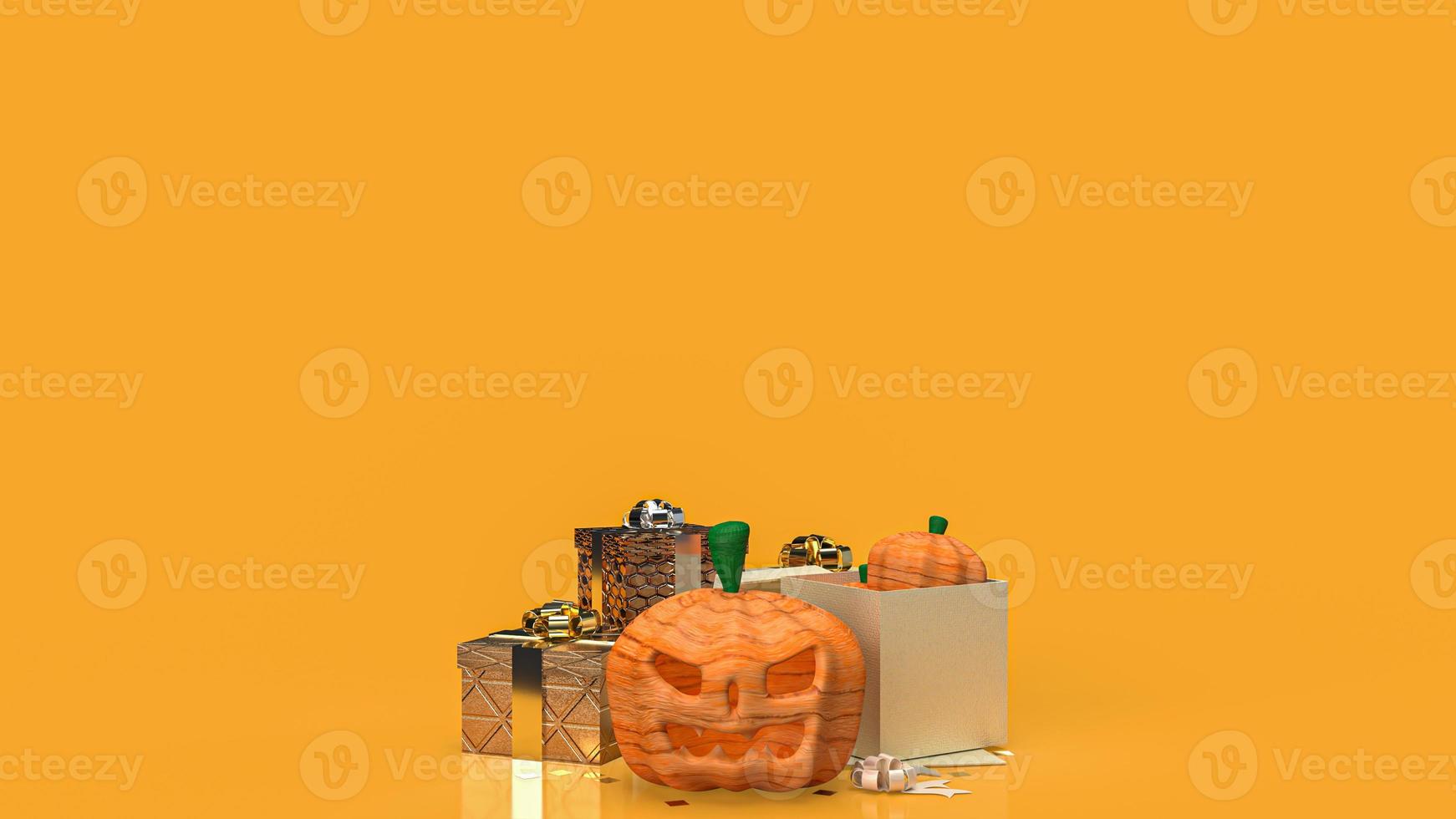 pumpkin jack and gift boxes for Halloween  concept 3d rendering photo