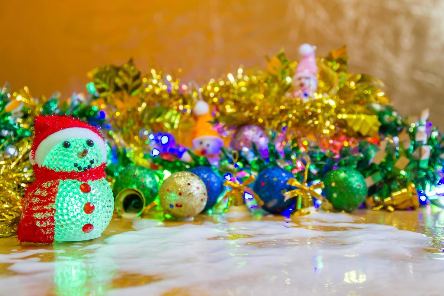 Christmas decoration on wooden table. photo