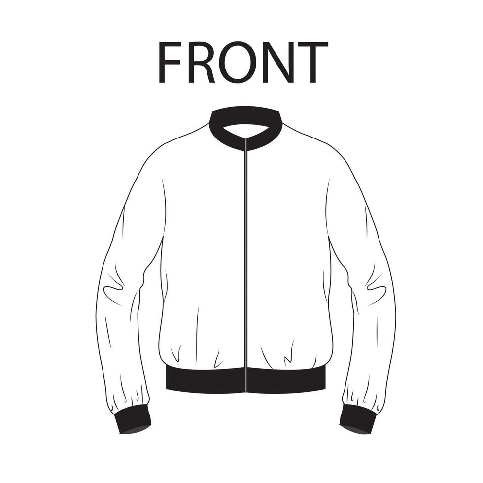 Mens front view jacket outline design vector