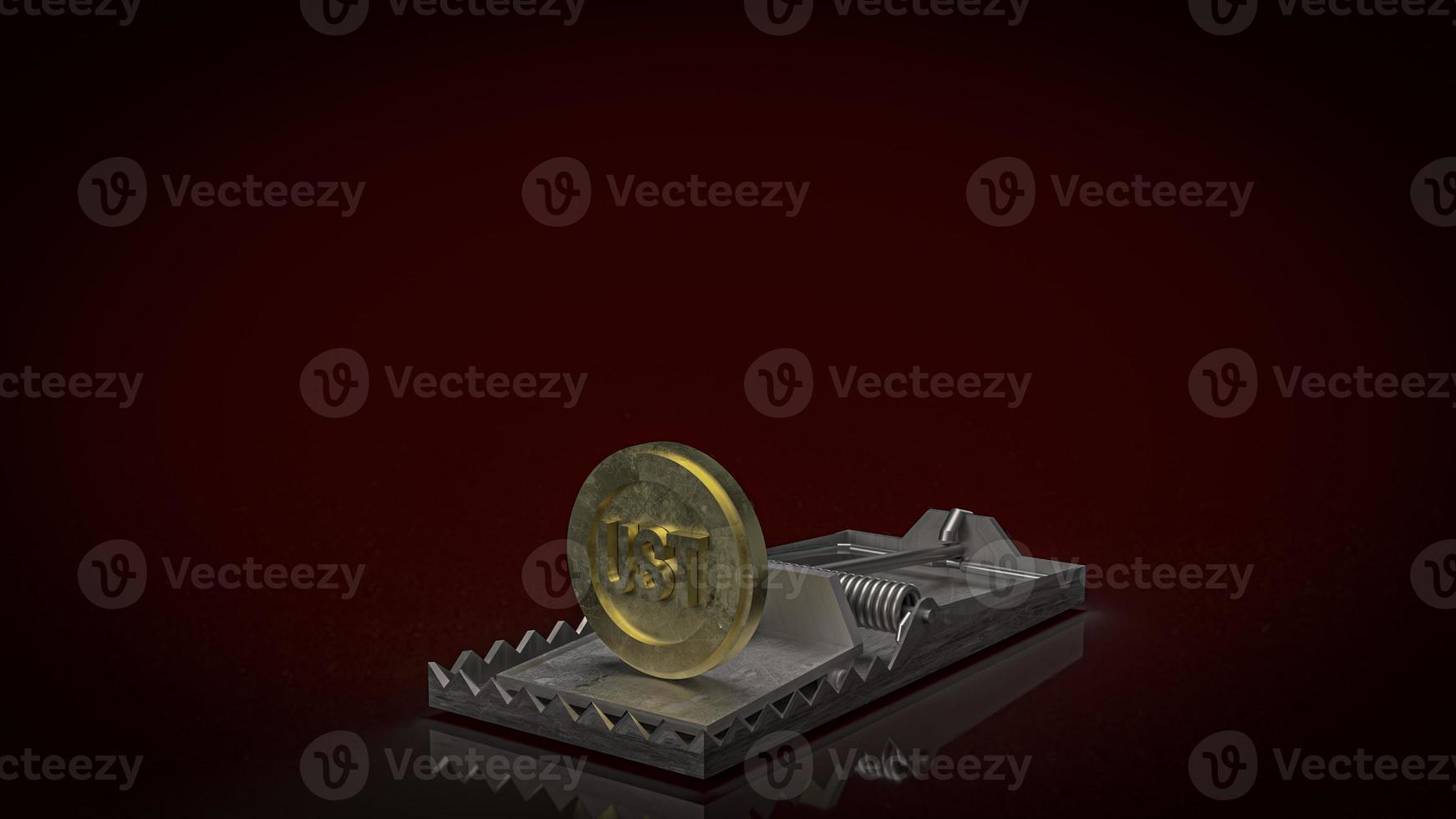 The ust coin on trap for business or cryptocurrency concept 3d rendering photo