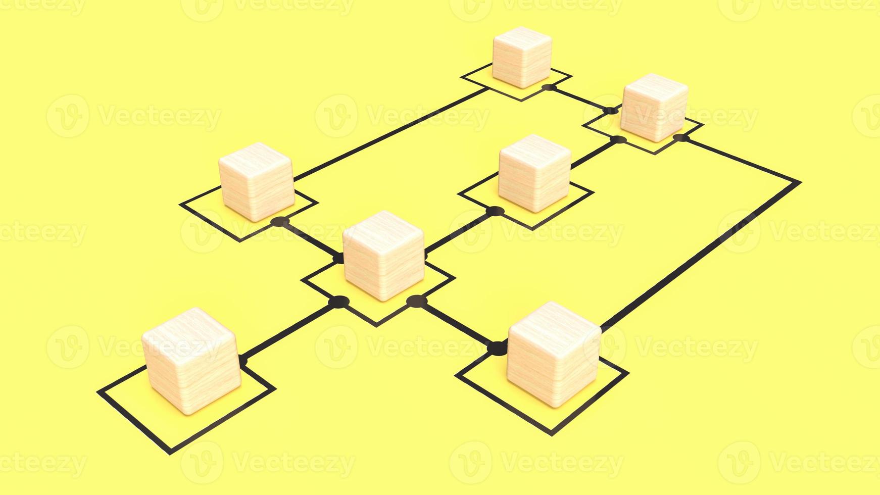The wood cubes on chart yellow background for business concept 3d rendering photo