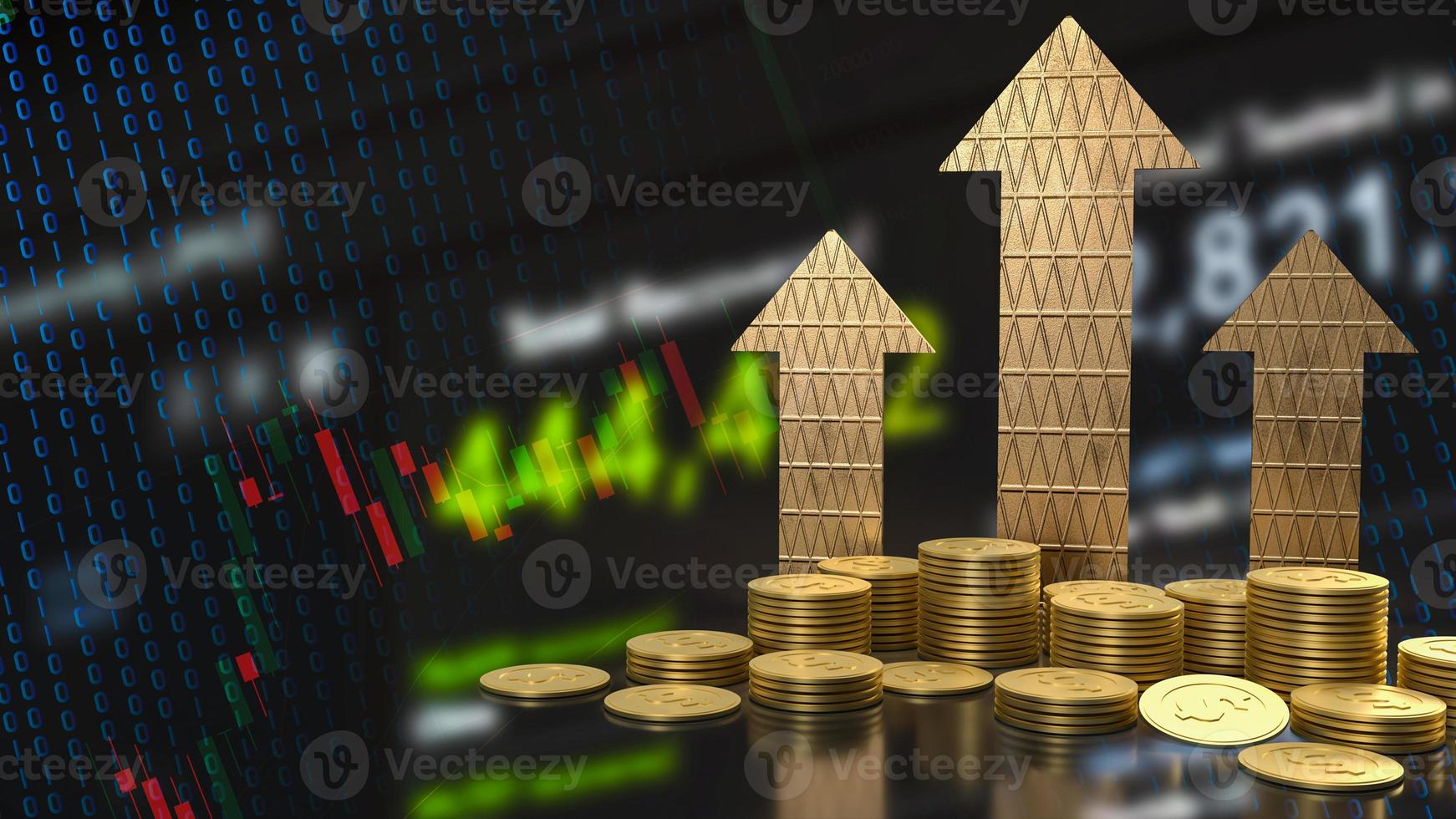 The gold coins and arrow on business background  3d rendering photo