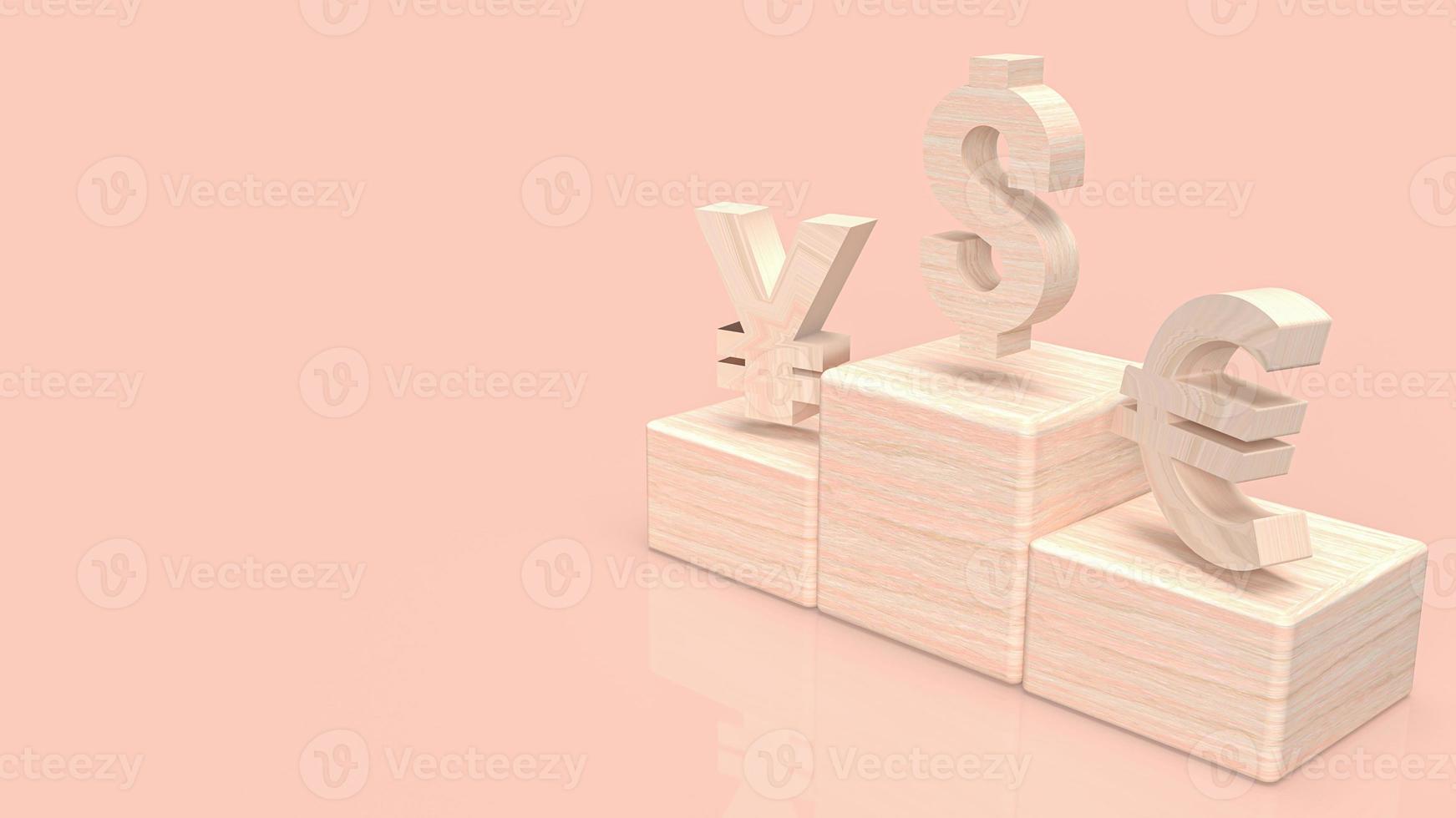 The wood money symbol for business concept 3d rendering photo