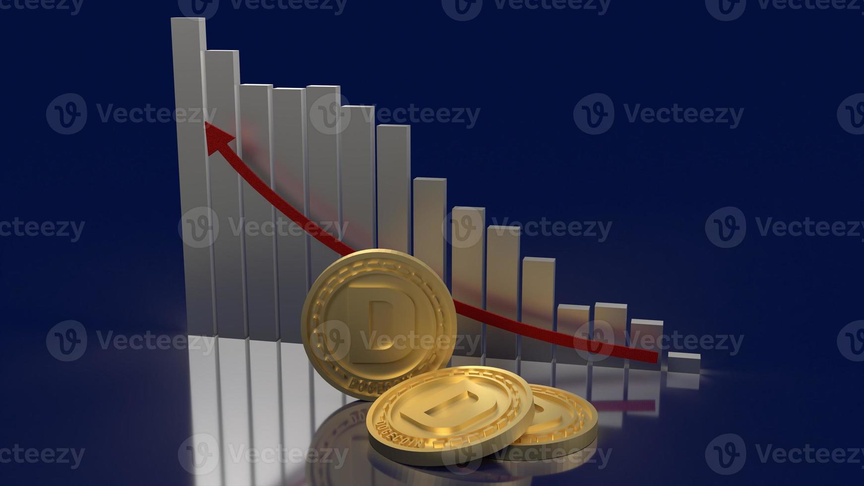 The gold dogecoin and chart  arrow up for cryptocurrency content 3d rendering photo