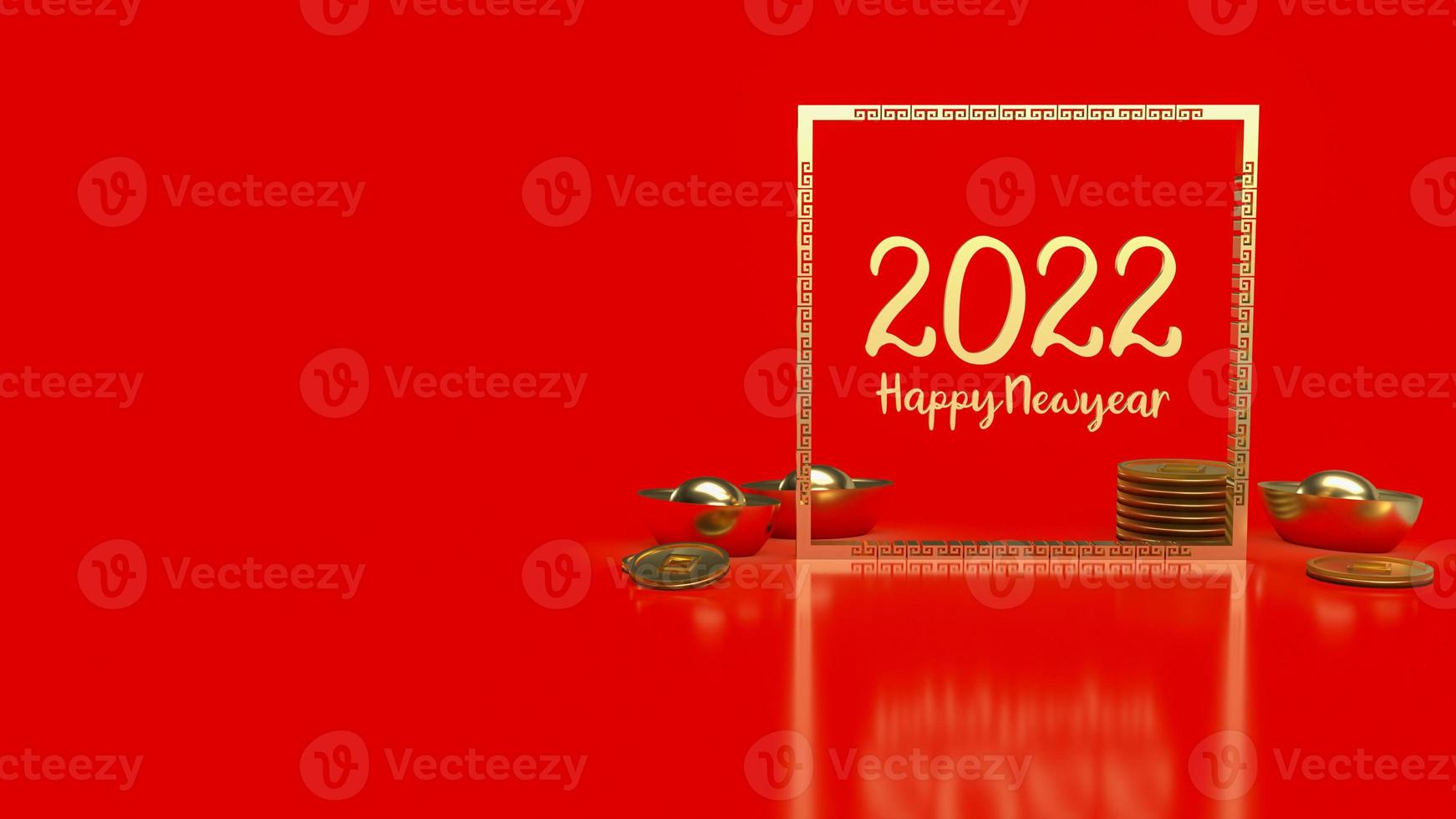 gold number 2022 Chinese  style  for happy new year concept 3d rendering photo