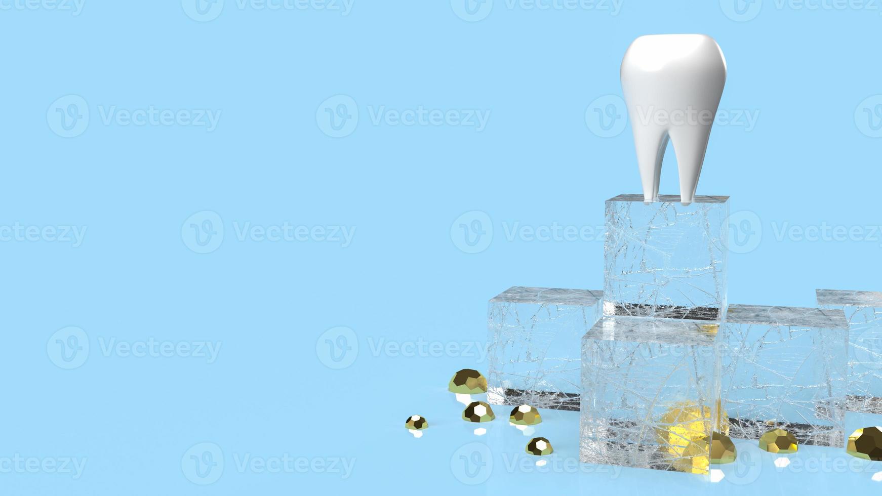 tooth white on blue background for dental or medical concept 3d